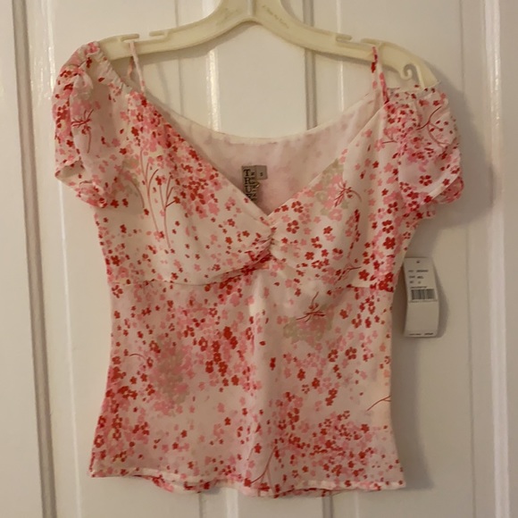 Y2K True Meaning Pink White Print Top NWT Small - Picture 7 of 7
